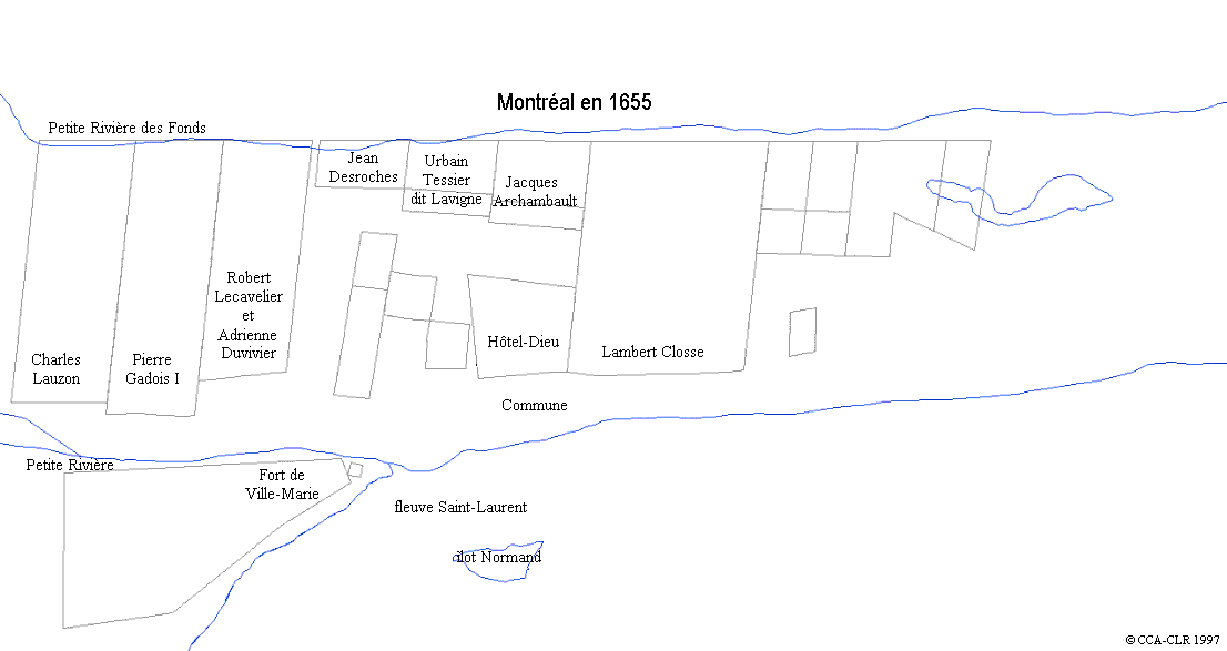 Carte de Ville-Marie en 1655: 