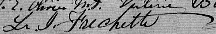 Signature de L. I. Fréchette: SFH1875118 Signature de L. I. Fréchette: SFH1875118