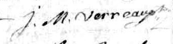 Signature de J. M. Verreau ptre: premier mai 1789 Signature de J. M. Verreau ptre: premier mai 1789