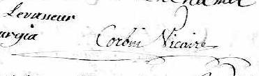 Signature de Corbin Vicaire: 10 octobre 1768