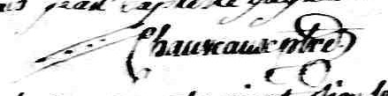 Signature de Chauveaux ptre: 31 janvier 1786 Signature de Chauveaux ptre: 31 janvier 1786