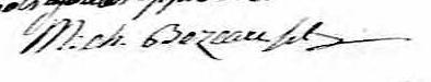 Signature de Mich. Bezeau: 28 mars 1805