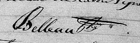 Signature de Belleau ptre: 25 juillet 1843 Signature de Belleau ptre: 25 juillet 1843