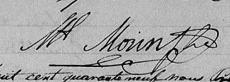 Signature de Ml Morin Ptre: premier novembre 1849 Signature de Ml Morin Ptre: premier novembre 1849