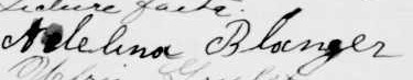 Signature d'Adelina Blanger: 22 septembre 1907 Signature d'Adelina Blanger: 22 septembre 1907