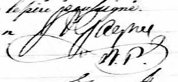 Signature de J O Gagnee N.P.: 21 mai 1865 Signature de J O Gagnee N.P.: 21 mai 1865