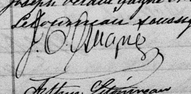 Signature de Joseph Octave Gagné: 17 mars 1885 Signature de Joseph Octave Gagné: 17 mars 1885