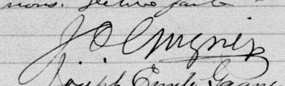 Signature de Joseph Octave Gagné: 8 juin 1896 Signature de Joseph Octave Gagné: 8 juin 1896
