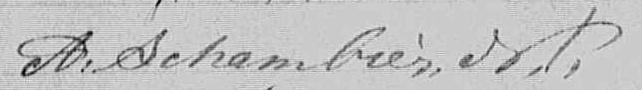 Signature de A. Schambier N. P.: 7 décembre 1869