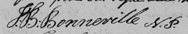 Signature de J. B. Bonneville N. P.: 7 décembre 1821 Signature de J. B. Bonneville N. P.: 7 décembre 1821