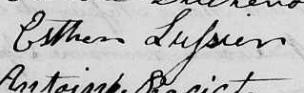 Signature de Esther Lussier: 9 décembre 1823 Signature de Esther Lussier: 9 décembre 1823