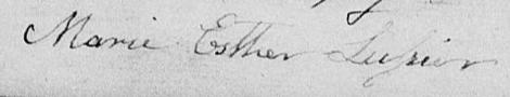 Signature de Marie Esther Lussier: 23 décembre 1827 Signature de Marie Esther Lussier: 23 décembre 1827
