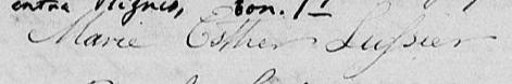 Signature de Marie Esther Lussier: 7 janvier 1828 Signature de Marie Esther Lussier: 7 janvier 1828