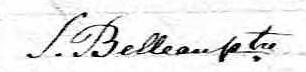 Signature de S. Belleau Ptre: 11 septembre 1850 Signature de S. Belleau Ptre: 11 septembre 1850