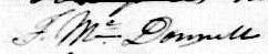Signature de F McDonnell: 20 août 1847