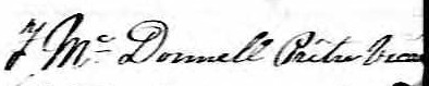 Signature de D. McDonnell Prêtre Vicaire: 29 juillet 1846