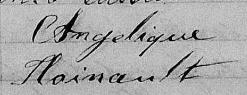 Signature de Angelique Hainault: 7 janvier 1856 Signature de Angelique Hainault: 7 janvier 1856