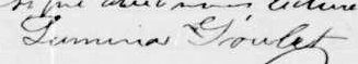 Signature de Lumina Goulet: 25 août 1896 Signature de Lumina Goulet: 25 août 1896