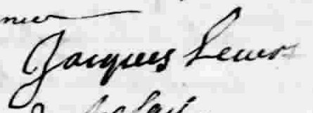 Signature de Jacques Levert: 17 avril 1728 Signature de Jacques Levert: 17 avril 1728