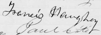 Signature de Francis Haughey: 8 juin 1886 Signature de Francis Haughey: 8 juin 1886