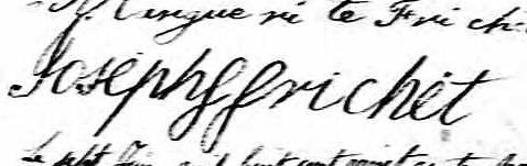 Signature de Josephe Frichet: 2 juin 1824
