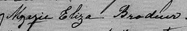 Signature de Marie Eliza Brodeur: 15 février 1870 Signature de Marie Eliza Brodeur: 15 février 1870