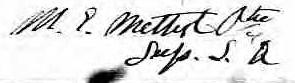 Signature de M. E. Methot Ptre Sup. S. Q: 2 mars 1867 Signature de M. E. Methot Ptre Sup. S. Q: 2 mars 1867