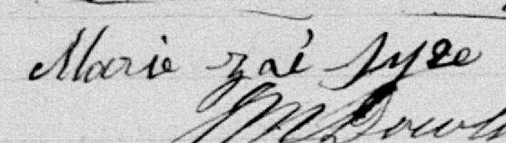 Signature de Marie Zoé Syre: 11 octobre 1886 Signature de Marie Zoé Syre: 11 octobre 1886