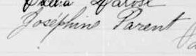 Signature de Joséphine Parent: 23 juillet 1894 Signature de Joséphine Parent: 23 juillet 1894