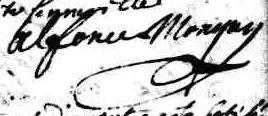 Signature d'Alfonce Mongay: 28 août 1719 Signature d'Alfonce Mongay: 28 août 1719