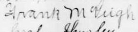 Signature de Frank McVeigh: 6 novembre 1902 Signature de Frank McVeigh: 6 novembre 1902