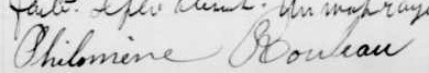 Signature de Philomène Rouleau: 21 février 1903 Signature de Philomène Rouleau: 21 février 1903