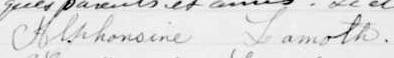Signature d'Alphonsine Lamoth: 10 octobre 1905 Signature d'Alphonsine Lamoth: 10 octobre 1905