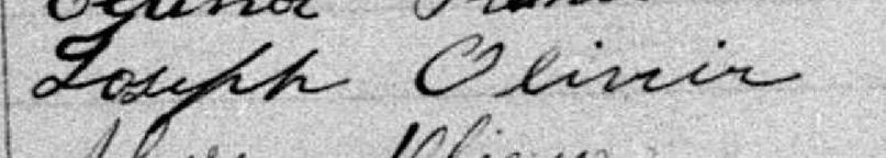 Signature de Joseph Olivier: 16 mars 1885 Signature de Joseph Olivier: 16 mars 1885