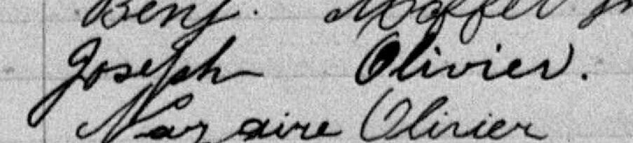 Signature de Joseph Olivier: premier mai 1893 Signature de Joseph Olivier: premier mai 1893