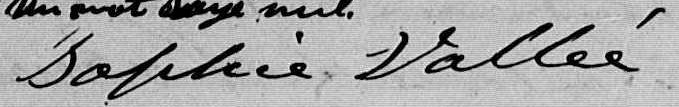 Signature de Sophie Vallée: 14 juillet 1863 Signature de Sophie Vallée: 14 juillet 1863