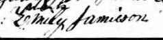 Signature d'Emily Jamieson: 24 juillet 1869 Signature d'Emily Jamieson: 24 juillet 1869