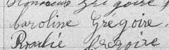 Signature de Caroline Grégoire: premier octobre 1894 Signature de Caroline Grégoire: premier octobre 1894