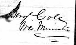 Signature de Cole: 27 juin 1860 Signature de Cole: 27 juin 1860