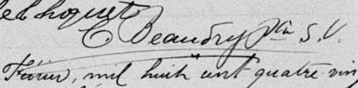 Signature de C. Beaudry Ptre S. V.: 23 février 1888 Signature de C. Beaudry Ptre S. V.: 23 février 1888