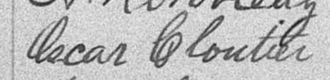 Signature d'Oscar Cloutier: 27 mai 1892 Signature d'Oscar Cloutier: 27 mai 1892