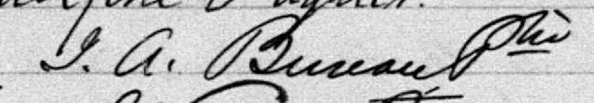Signature de J. A. Bureau Ptre: 16 janvier 1878