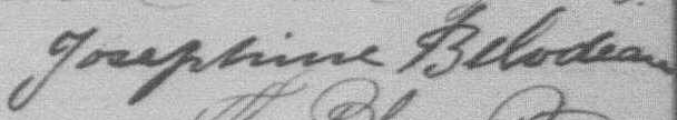 Signature de Josephine Bilodeau: 26 février 1887