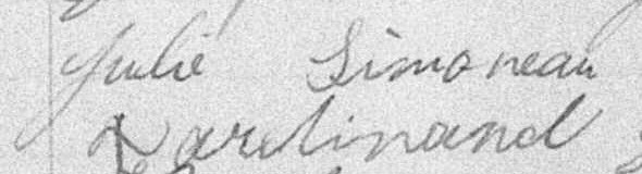 Signature de Julie Simoneau: 14 août 1895