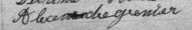 Signature d'Alexandre Grenier: 21 septembre 1891 Signature d'Alexandre Grenier: 21 septembre 1891
