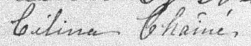 Signature de Célina Chaîné: 26 août 1898 Signature de Célina Chaîné: 26 août 1898