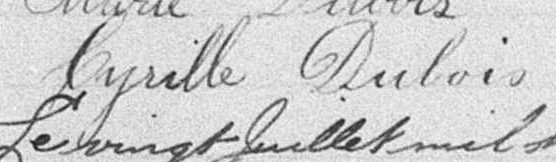 Signature de Cyrille Dubois: 20 juillet 1896 Signature de Cyrille Dubois: 20 juillet 1896