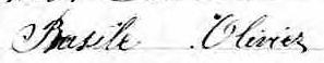 Signature de Basile Olivier: 20 janvier 1873 Signature de Basile Olivier: 20 janvier 1873