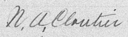 Signature de N. A. Cloutier: 27 mai 1895