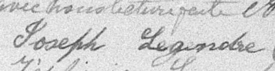 Signature de Joseph Legendre: 24 septembre 1895